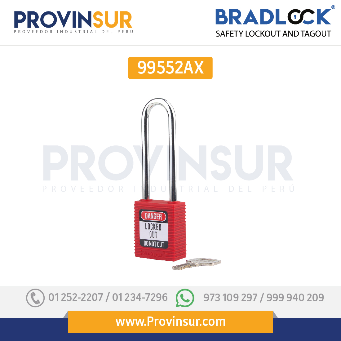 Candado De Bloqueo Rojo Con Arco Largo De Acero 3" 76MM 2 CANDADO DE BLOQUEO ROJO 3 99552AX BRADLOCK DISTRIBUIDOR IMPORTADOR MAYORISTA DISPOSITIVOS DE BLOQUEO 4