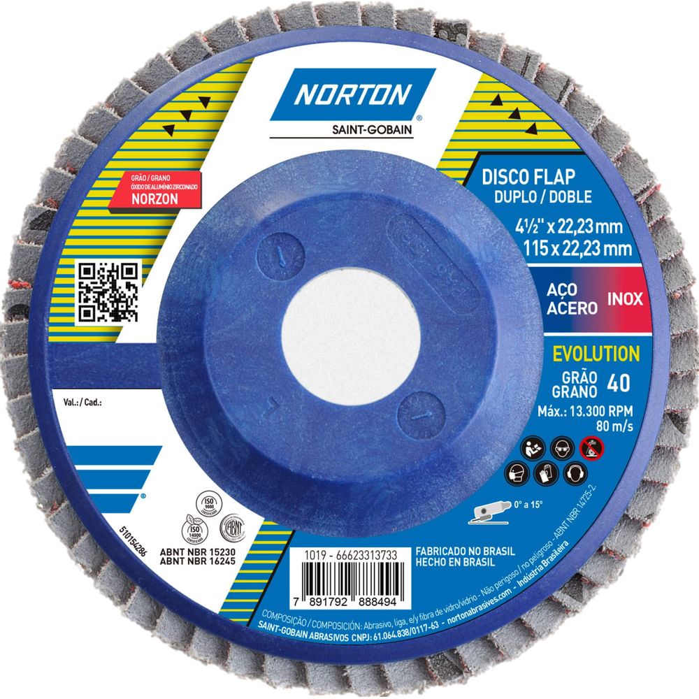DISCO FLAP 115 MM X 22,23 MM GRANO 60 NORTON 1 DISCO FLAP 115 MM X 22,23 MM GRANO 60 NORTON