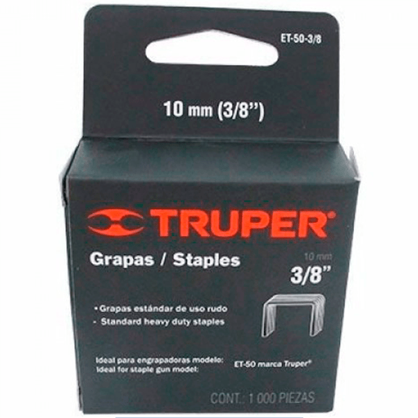 GRAPAS PARA ET-50 3/8 CAJA DE 1000 PIEZAS 17967 TRUPER 1 GRAPAS PARA ET-50 3/8 CAJA DE 1000 PIEZAS 17967 TRUPER