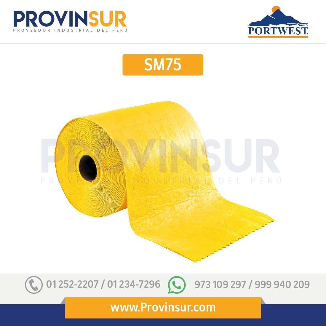 Rollo Absorbente para Químicos SM75 Portwest 1 Rollo Absorbente para Químicos SM75 Portwest