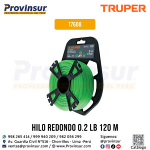 Hilo redondo para desbrozadora 2 mm x 120 metros en tarjeta tipo carrete 17608 Truper
