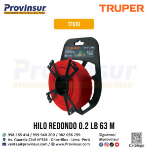 Hilo redondo para desbrozadora 2.7mm x 63 metros en tarjeta tipo carrete 17610 Truper