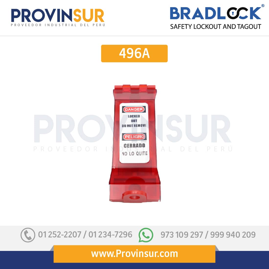 BLOQUEO PARA INTERRUPTOR PARA PARED 120 × 45 × 26MM 496A BRADLOCK 1 BLOQUEO PARA INTERRUPTOR PARA PARED 120 × 45 × 26MM 496A BRADLOCK