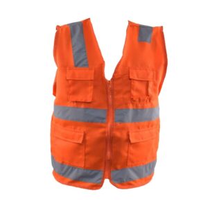 CHALECO DRILL NARANJA CON CINTAS REFLECTIVAS EN H