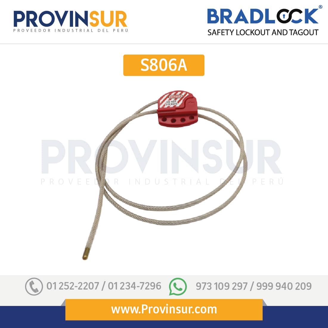 BLOQUEO DE CABLE AJUSTABLE 1.8M S806A BRADLOCK 3 BLOQUEO DE CABLE AJUSTABLE 1.8M S806A BRADLOCK