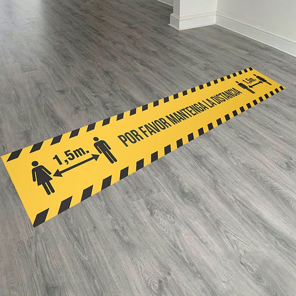 SEÑAL DE VINIL CON LAMINADO PARA PISO LÍNEA MANTENGA SU DISTANCIA N°16 1 SEÑAL DE VINIL CON LAMINADO PARA PISO LÍNEA MANTENGA SU DISTANCIA N°16