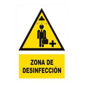 SEÑAL DE VINIL PRECAUCIÓN ZONA DE DESINFECCIÓN 20X30CM N°15