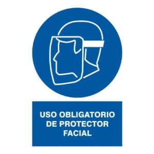 SEÑAL DE VINIL USO OBLIGATORIO DE PROTECTOR FACIAL 20X30CM N°3