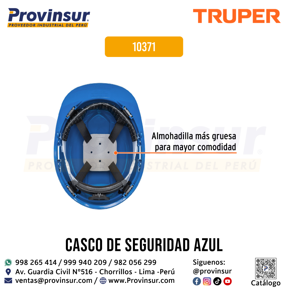 Cascos de seguridad Azul con ajuste de matraca 10371 Truper 2 Cascos de seguridad Azul con ajuste de matraca 10371 Truper