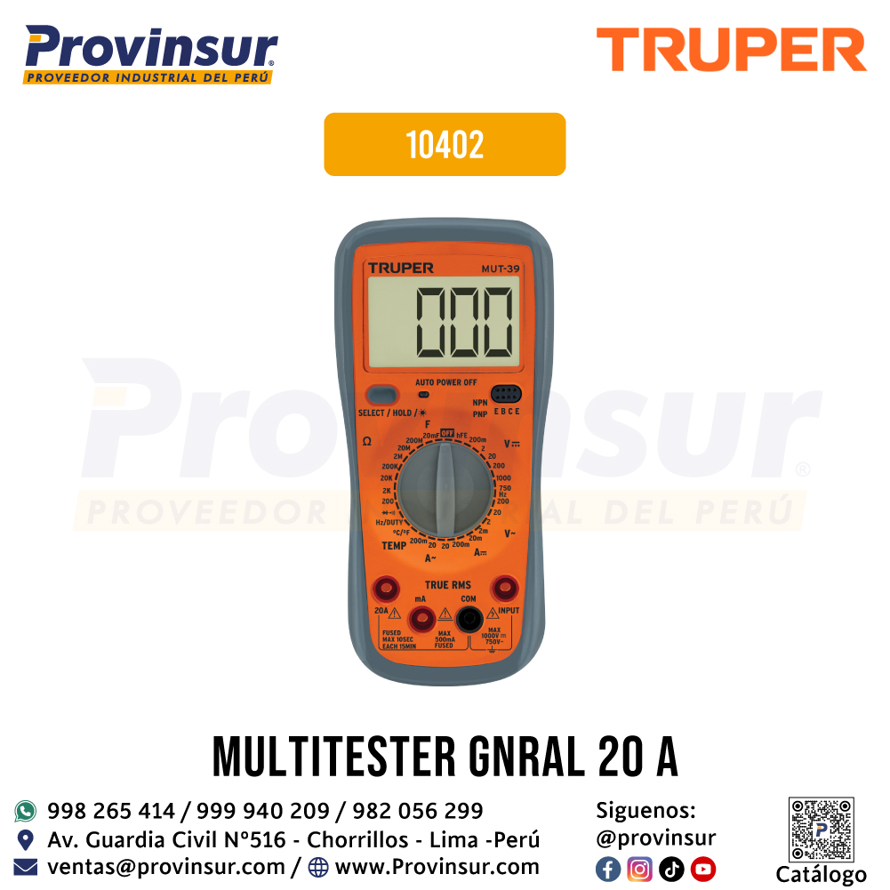 Multímetro Digital Profesional con RMS Verdadero 10402 Truper 1 Multímetro Digital Profesional con RMS Verdadero 10402 Truper