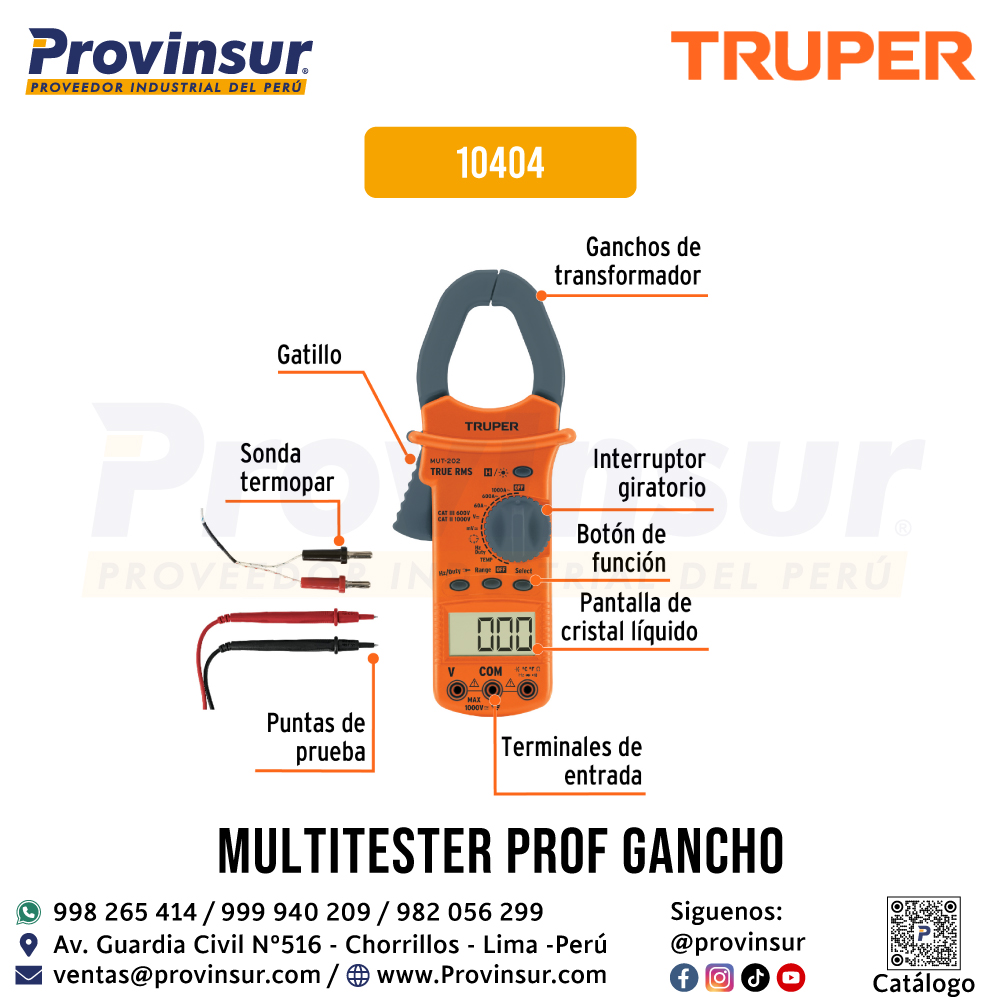 Multímetro para Mantenimiento Industrial con Gancho 10404 Truper 2 Multímetro para Mantenimiento Industrial con Gancho 10404 Truper