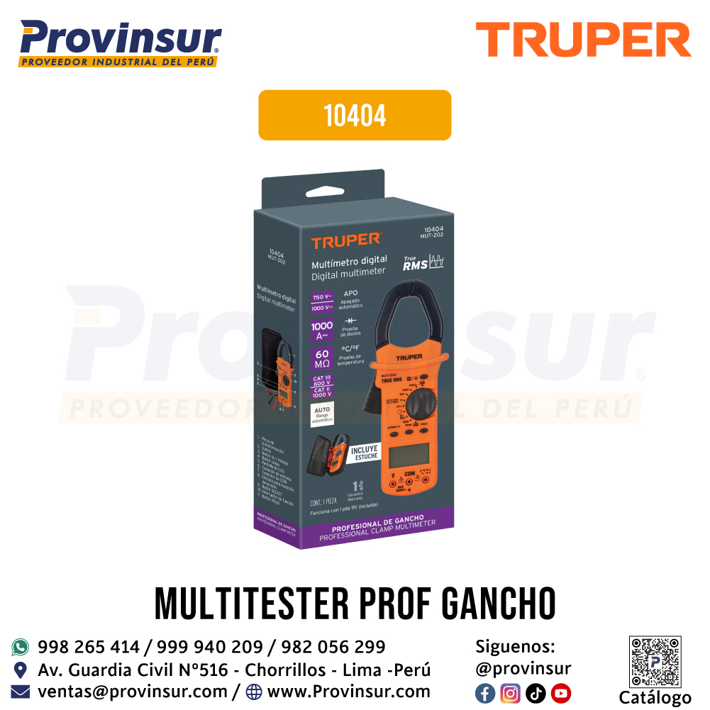 Multímetro para Mantenimiento Industrial con Gancho 10404 Truper 5 Multímetro para Mantenimiento Industrial con Gancho 10404 Truper