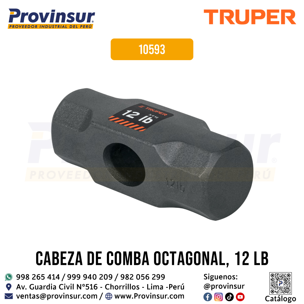 Cabeza de Comba Octagonal 12 lb 10593 Truper 1 Cabeza de Comba Octagonal 12 lb 10593 Truper