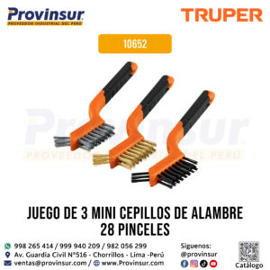 Juego de 3 Mini Cepillo de Alambre 28 Pinceles 10652 Truper
