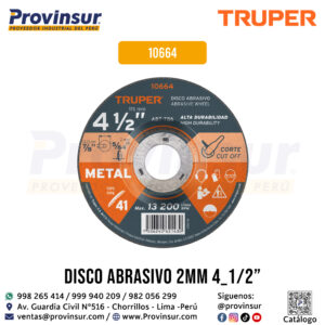 Disco 4-1/2'' Tipo 41 para Corte de Metal 10664 Truper