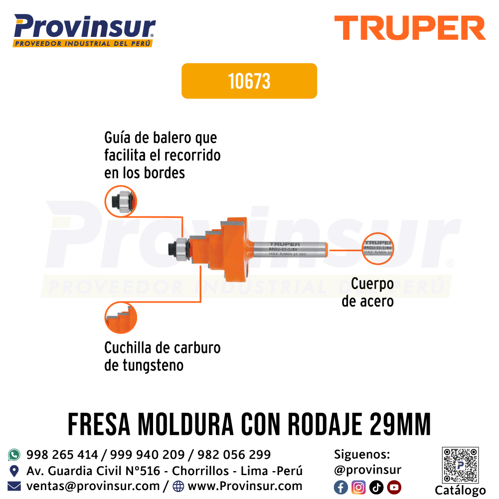 Broca para Router Escalonada 1-1/8'' con Balero 10673 Truper 3 Broca para Router Escalonada 1-1/8'' con Balero 10673 Truper