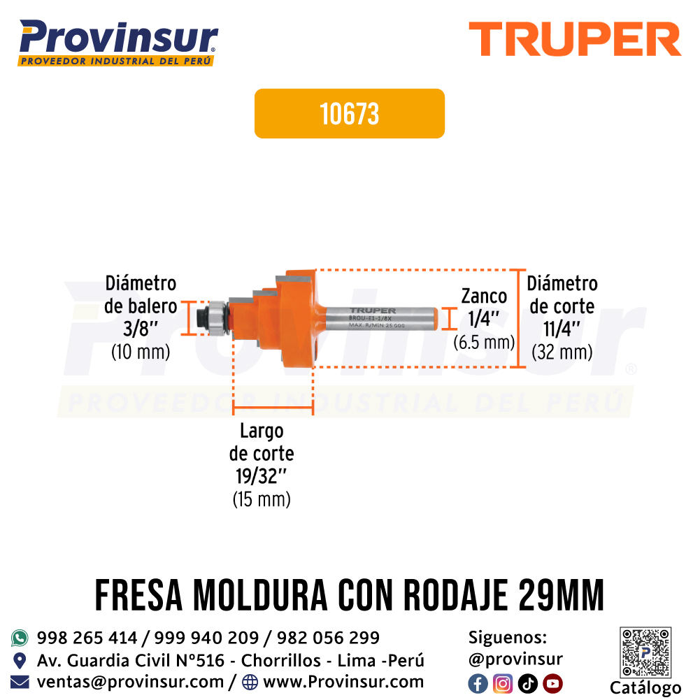 Broca para Router Escalonada 1-1/8'' con Balero 10673 Truper 2 Broca para Router Escalonada 1-1/8'' con Balero 10673 Truper