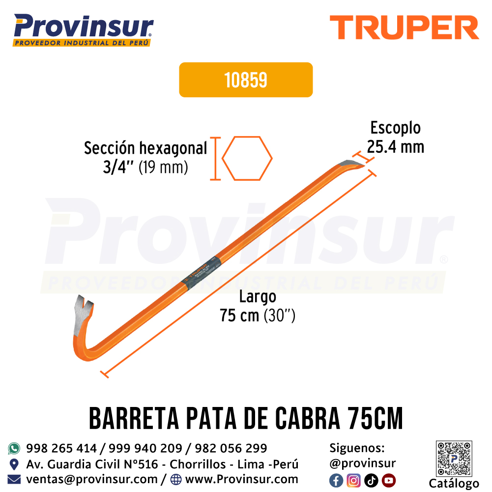 Barreta de Uña de 3/4'' x 75 cm 10859 Truper 3 Barreta de Uña de 3/4'' x 75 cm 10859 Truper
