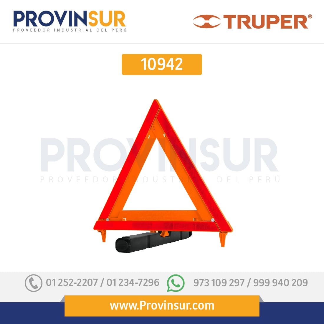 Triángulo de seguridad, de plástico, 43.5 cm 10942 Truper 1 Triángulo de seguridad, de plástico, 43.5 cm 10942 Truper