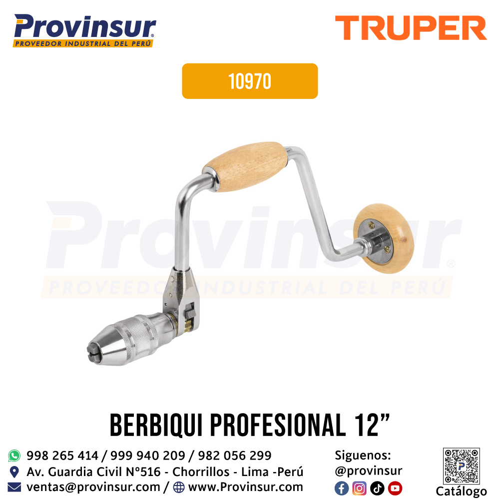 Berbiquí Profesional 12'' Perilla de Madera 10970 Truper 1 Berbiquí Profesional 12'' Perilla de Madera 10970 Truper