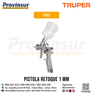 Pistola para Retoque Gravedad HVLP Vaso Plástico 1 mm 11097 Truper