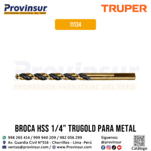 Broca HSS de 1/4'' Trugold para Metal 11134 Truper