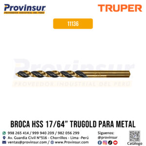 Broca HSS de 17/64'' Trugold para Metal 11136 Truper