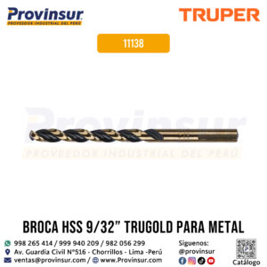 Broca HSS de 9/32'' Trugold para Metal 11138 Truper