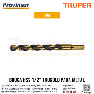 Broca de alta velocidad HSS de 1/2 pulgadas Trugold para metal 11166 Truper