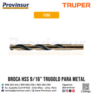 Broca de alta velocidad HSS de 9/16 pulgadas Trugold para metal 11168 Truper