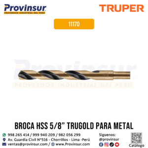 Broca de alta velocidad HSS de 5/8 pulgadas Trugold para metal 11170 Truper