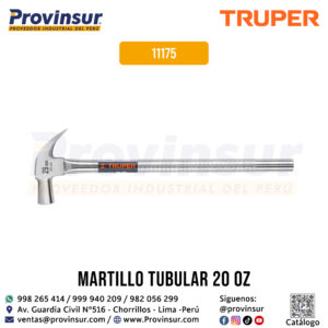 Martillo cabeza cónica 29 mm uña curva mango tubular 11175 Truper