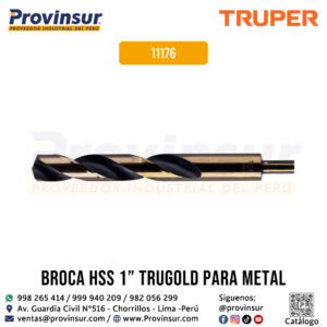 Broca de alta velocidad HSS de 1 pulgada Trugold para metal 11176 Truper