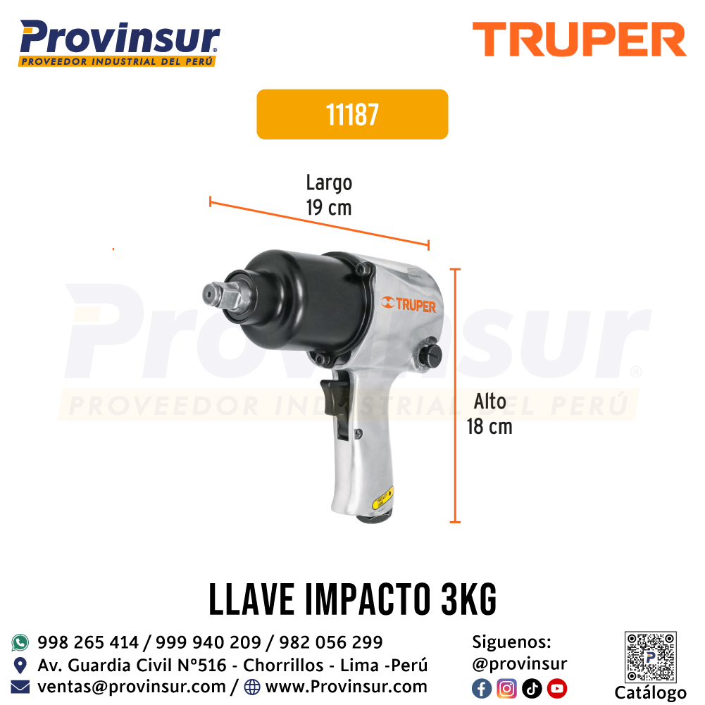Pistola de Impacto Neumática de 1/2 Pulgadas Industrial 11187 Truper 2 Pistola de impacto neumática de 1/2 pulgadas industrial 11187 Truper