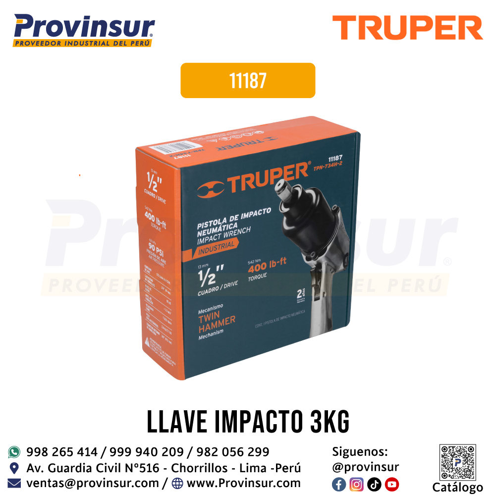 Pistola de Impacto Neumática de 1/2 Pulgadas Industrial 11187 Truper 4 Pistola de impacto neumática de 1/2 pulgadas industrial 11187 Truper