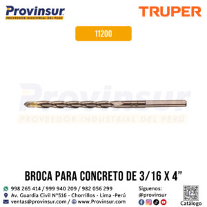 Broca para concreto de 3/16 x 4 pulgadas 11200 Truper