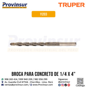 Broca para concreto de 1/4 x 4 pulgadas 11203 Truper