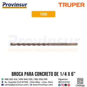 Broca para concreto de 1/4 x 6 pulgadas 11206 Truper