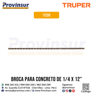 Broca para concreto de 1/4 x 12 pulgadas 11209 Truper