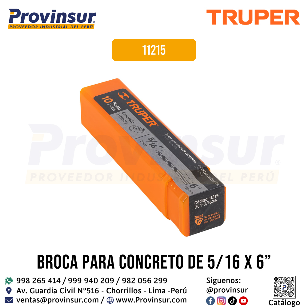 Broca para Concreto de 5/16 x 6 Pulgadas 11215 Truper 4 Broca para concreto de 5/16 x 6 pulgadas 11215 Truper