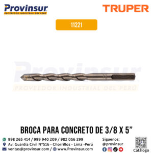 Broca para concreto de 3/8 x 5 pulgadas 11221 Truper