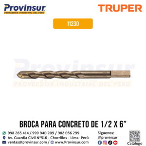 Broca para concreto de 1/2 x 6 pulgadas 11230 Truper