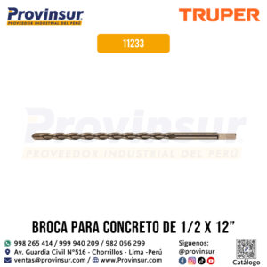 Broca para concreto de 1/2 x 12 pulgadas 11233 Truper