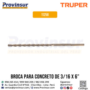 Broca para concreto de 3/16 x 6 pulgadas 11258 Truper