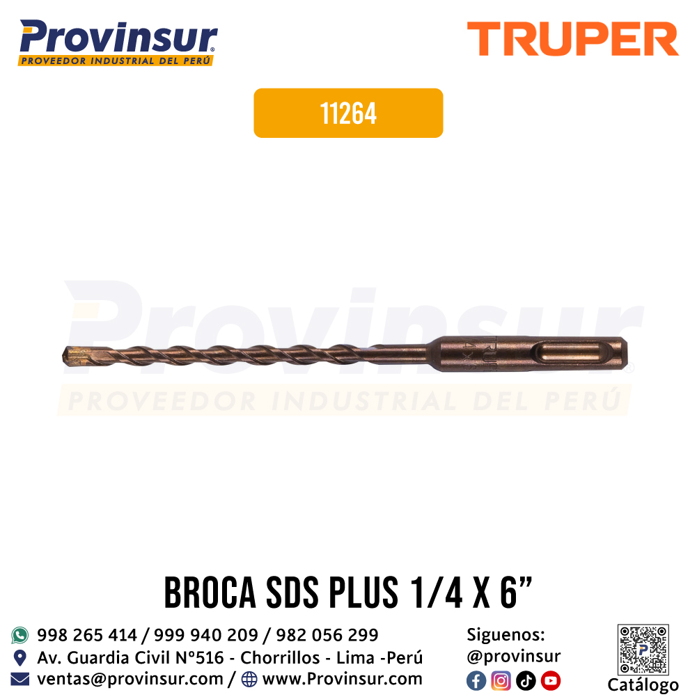Broca SDS Plus de 1/4 x 6 Pulgadas 11264 Truper 1 Broca SDS Plus de 1/4 x 6 pulgadas 11264 Truper