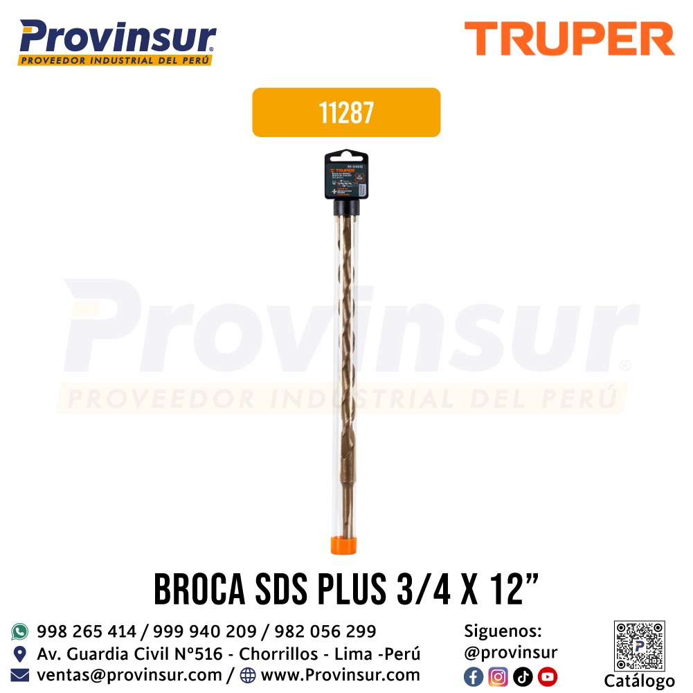 Broca SDS Plus de 3/4 x 12 Pulgadas 11287 Truper 4 Broca SDS Plus de 3/4 x 12 pulgadas 11287 Truper