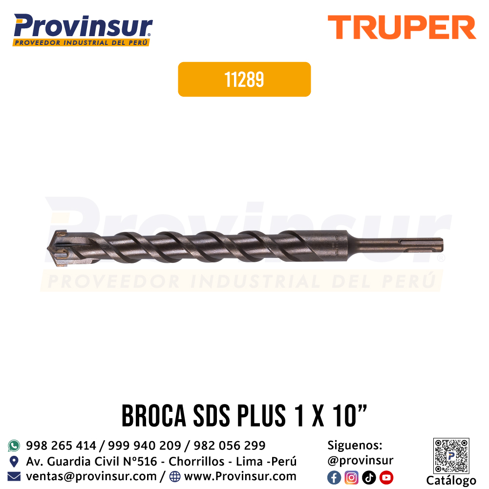 Broca SDS Plus de 1 x 10 Pulgadas 11289 Truper 1 Broca SDS Plus de 1 x 10 pulgadas 11289 Truper