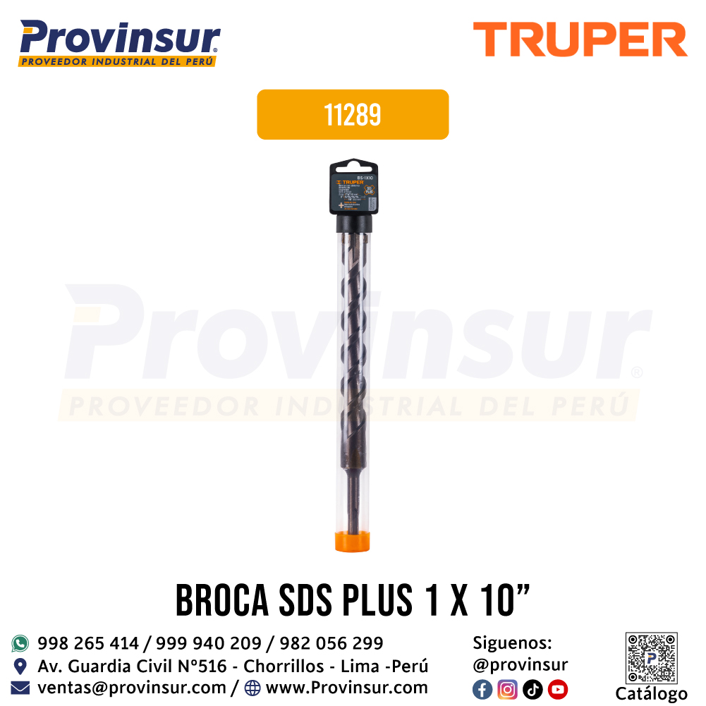Broca SDS Plus de 1 x 10 Pulgadas 11289 Truper 4 Broca SDS Plus de 1 x 10 pulgadas 11289 Truper