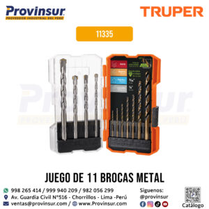 Juego 11 de brocas para metal y concreto en estuche 11335 Truper