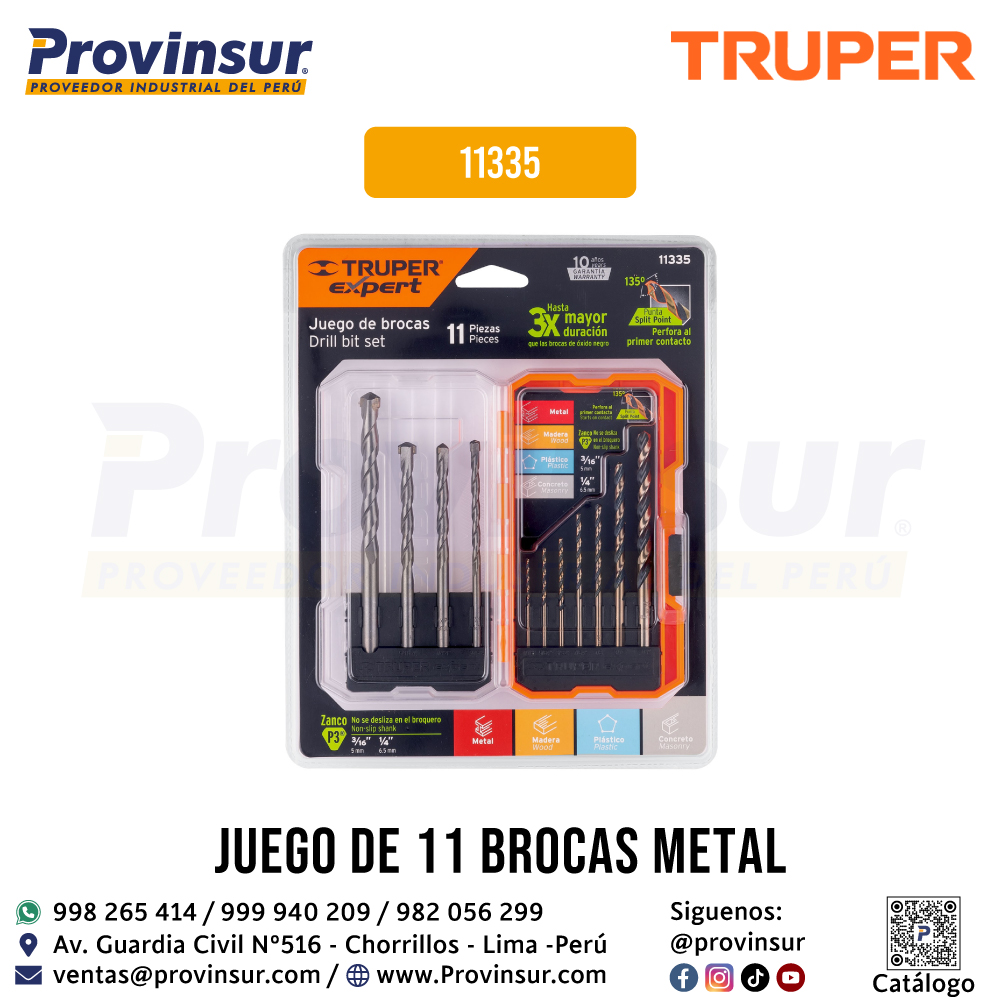 Juego 11 de Brocas para Metal y Concreto en Estuche 11335 Truper 2 Juego 11 de brocas para metal y concreto en estuche 11335 Truper